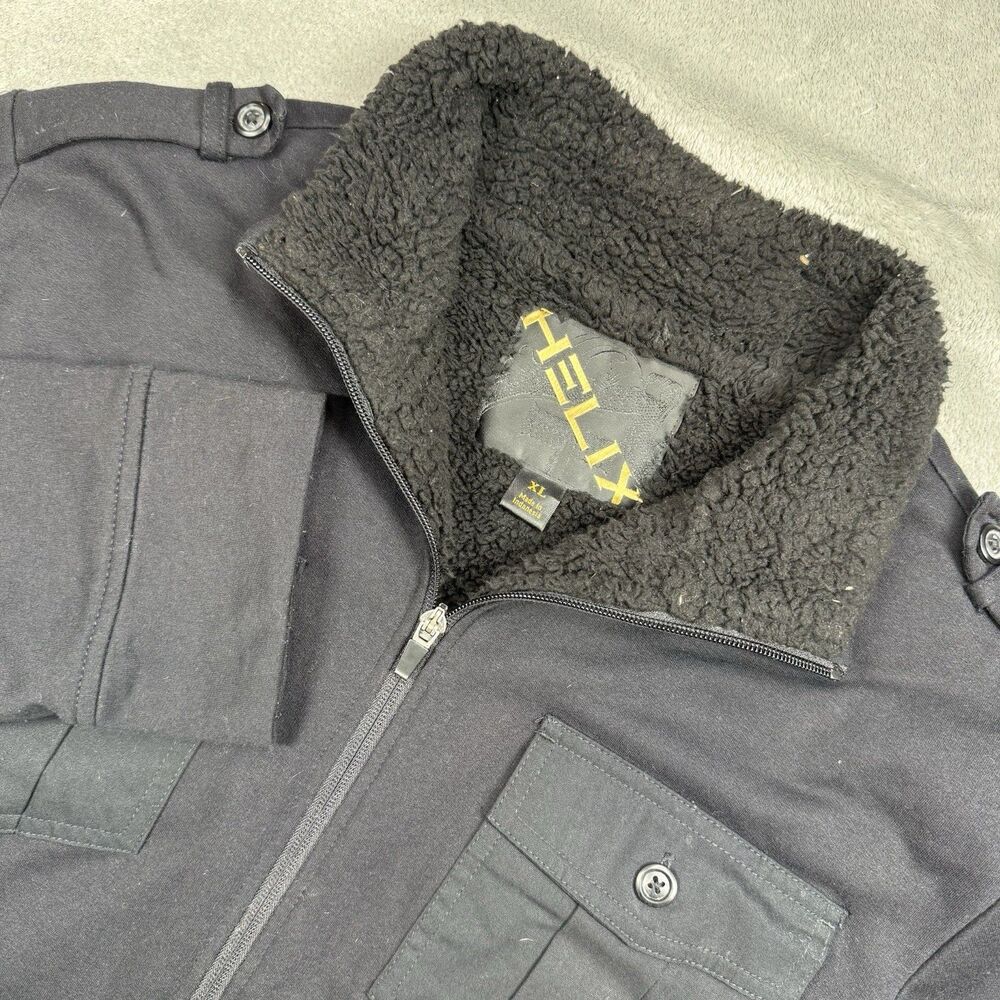 Helix Jacket Men's XL Black Faux Fur Lined Full Zip Military Outdoor
